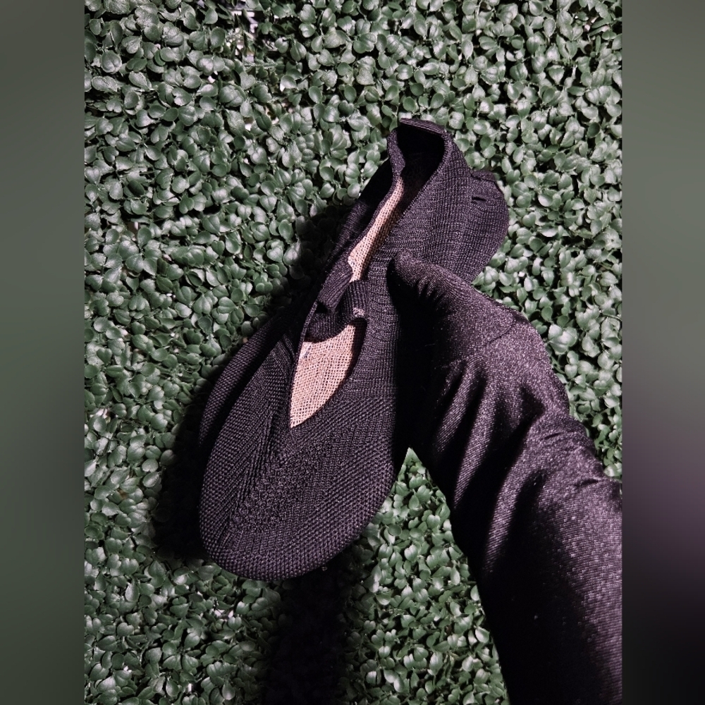 Black Knit Slip-On Shoes